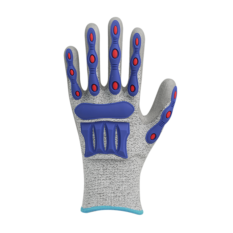 13G HPPE / lớp lót sợi thủy tinh có lớp phủ pu, khâu PVC ở mặt sau