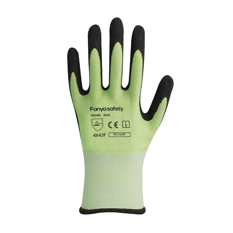 Lớp lót sợi thủy tinh / HPPE 15G với lớp phủ nitrile xốp